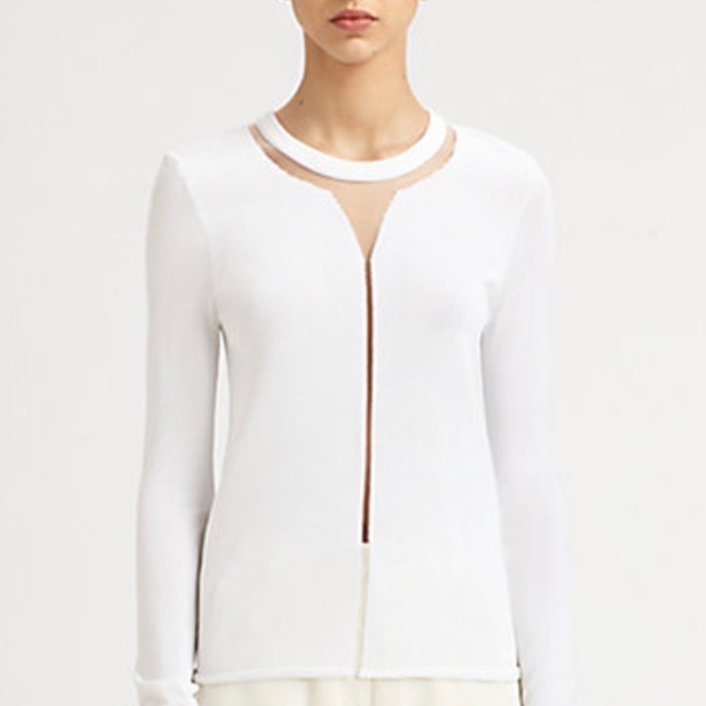 Alexander Wang Black Floating Spine Mesh Trim Sweater SzM